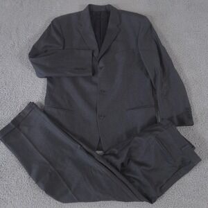 DKNY 2-Piece Suit Mens 44R Pants 36x31 Gray Super 100's Vitale Barberis Canonico